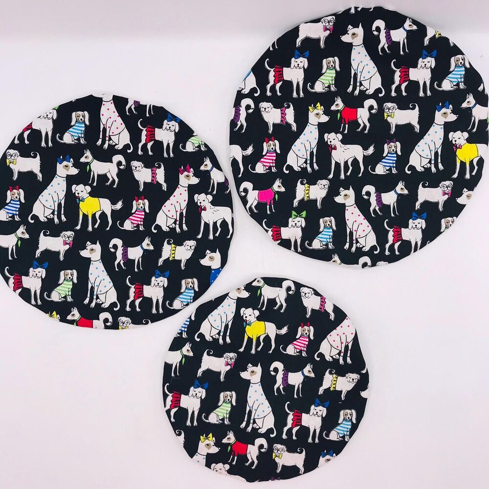 Cotton Bowl Cover For Sourdough, 3 Size Set, Reusable Washable Delightful Dogs